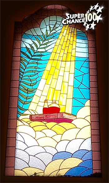 Photographie d'un vitrail de la cathédrale de Naples décrivant le miracle de saint Janvier.