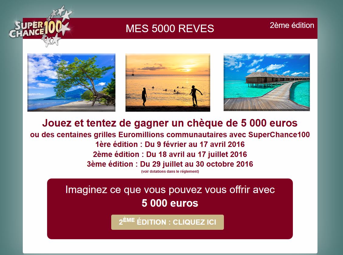 Page d'accueil du tirage au sort mes5000reves.fr