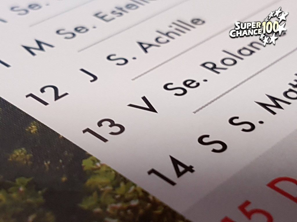 Gros plan sur la date vendredi 13